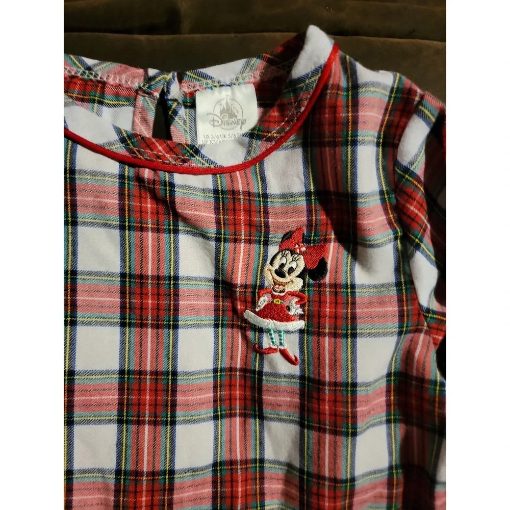 Disney store Christmas holiday plaid minnie mouse nightgown‎ size 5 6 - Picture 2 of 2